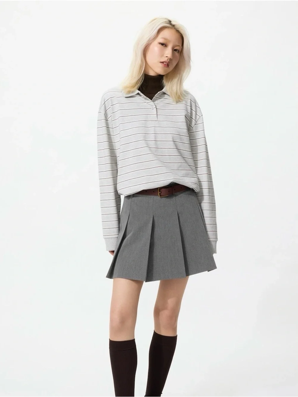 Uniqlo Gray Pleated Mini Skort
